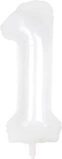 32 Inch Solid 1 Number White Foil Balloon