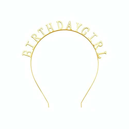 Gold Birthday Girl Headband Crown Tiara