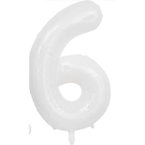 32 Inch Solid 6 Number White Foil Balloon