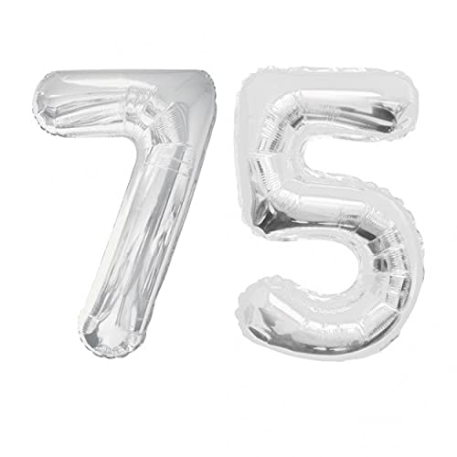 16 Inch Solid 75 Number Silver Foil Balloon