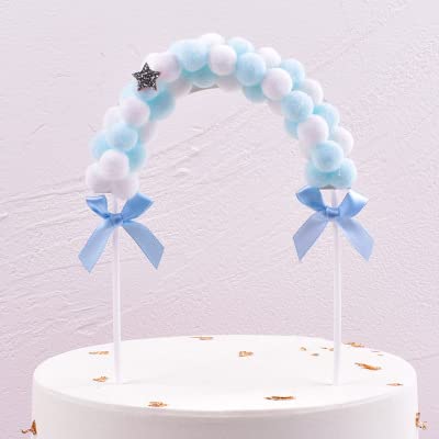 13*20 cm Sky Blue Arch Pom Pom Cake Topper