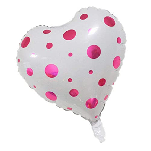 18 Inch White Heart Shape Polka Print Foil Balloon