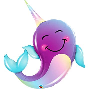 24 Inch Large Size Multicolor Narwhal Foil Balloon