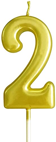 Golden Numerical No. 2 Birthday Candles
