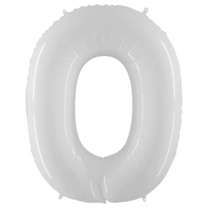 32 Inch Solid 0 Number White Foil Balloon