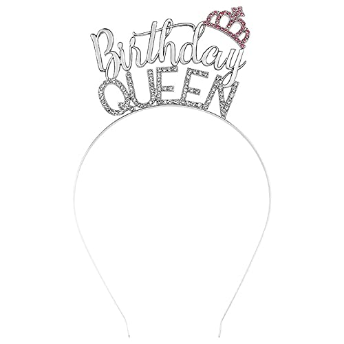 Silver Birthday Queen Free Size Headband Crown Tiara