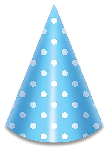 Light Blue Polka Dot Happy Birthday Party Hat (Pack of 10)
