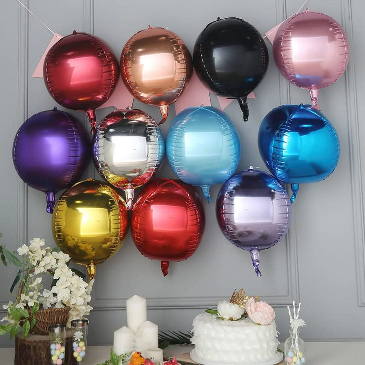 22 Inch Combo Pack of 4D Round Aluminum Foil Balloons  (Pack of 8)