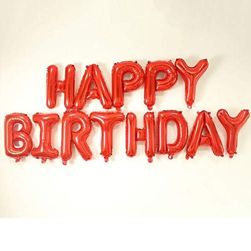 16 Inch Solid Happy Birthday Alphabets Letters Red Color Foil Balloon