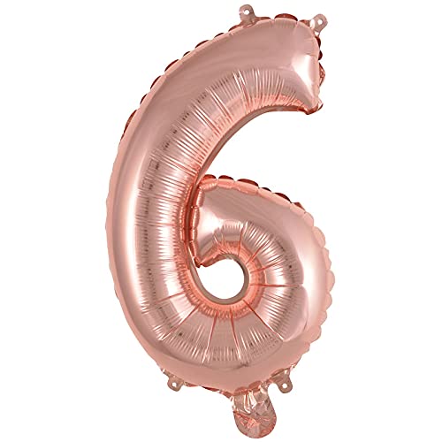 16 Inch Solid 6 Number Rose Foil Balloon
