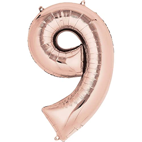 16 Inch Solid 9 Number Rosegold Foil Balloon