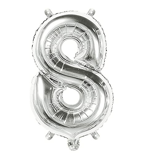 32 Inch Solid 8 Number Silver Foil Balloon