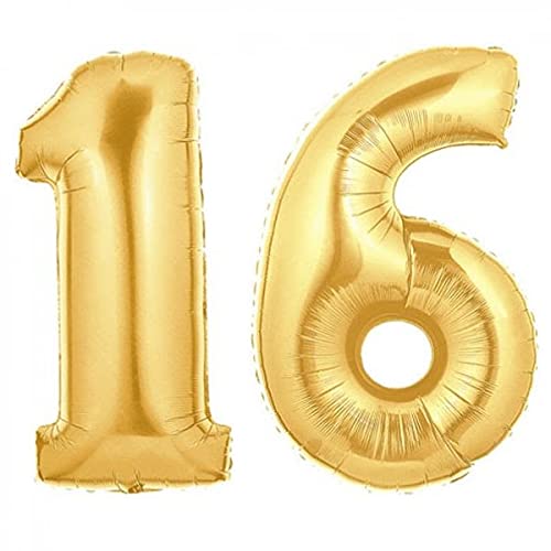 32 Inch Solid 16 Number Gold Foil Balloon
