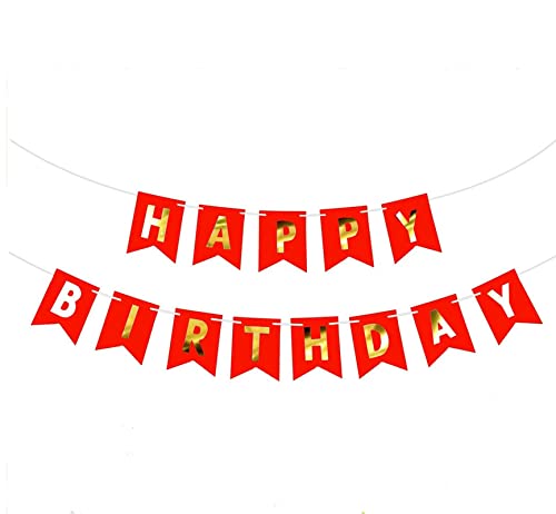 Red And Gold Happy Birthday Banner (3 Meters)