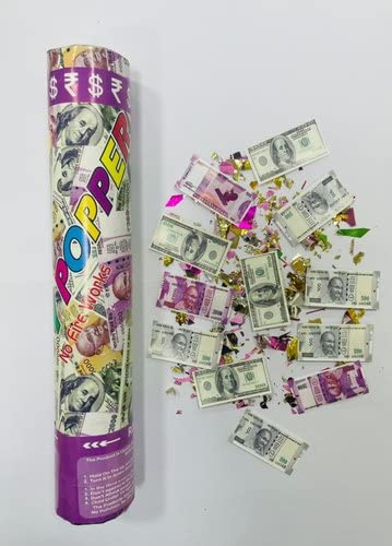 12 Inch Multicolor Currency Notes Party Popper (Pack of 2)