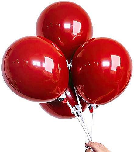 Light Blue Happy Birthday Banner And Red Metallic Balloons