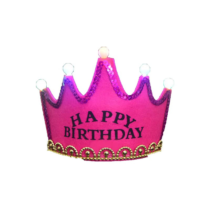 Flashing Happy Birthday Led Light Up Crown(Dark-Pink)  (Pack of 1)