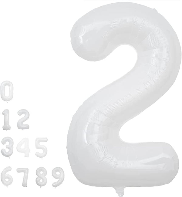32 Inch Solid 2 Number White Foil Balloon