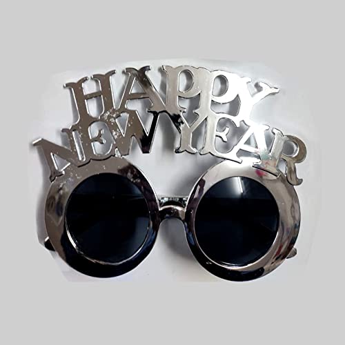 Silver Happy New Year Free Size Glasses (Pack of 1)