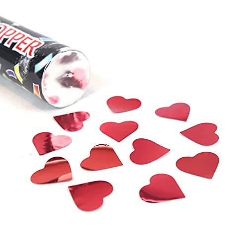 12 Inch Sparkle Colorful Heart Shape Paper Shower Party Poppers (Pack of 2)