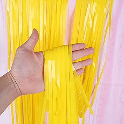 3Ft x 6Ft Pastel Yellow Fringe Striped Curtains
