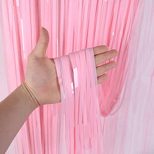 3Ft x 6Ft Pastel Pink Fringe Striped Curtains