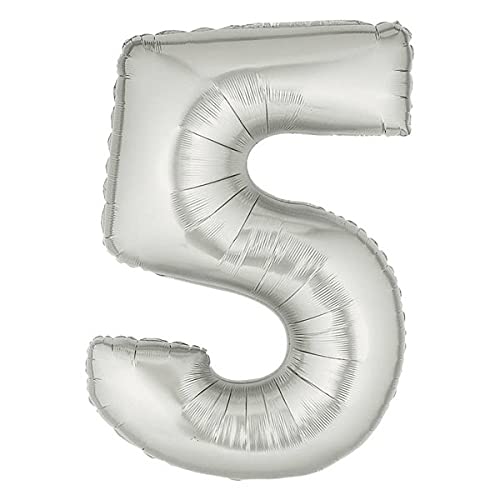 32 Inch Solid 5 Number Silver Foil Balloon