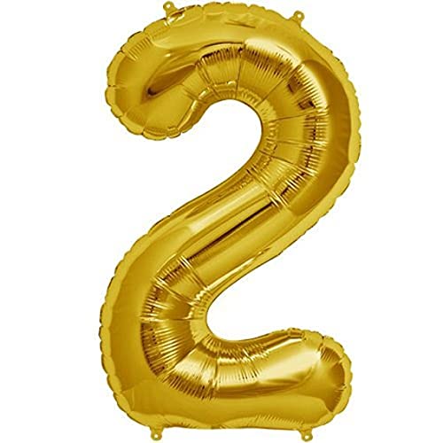 32 Inch Solid 2 Number Gold Foil Balloon