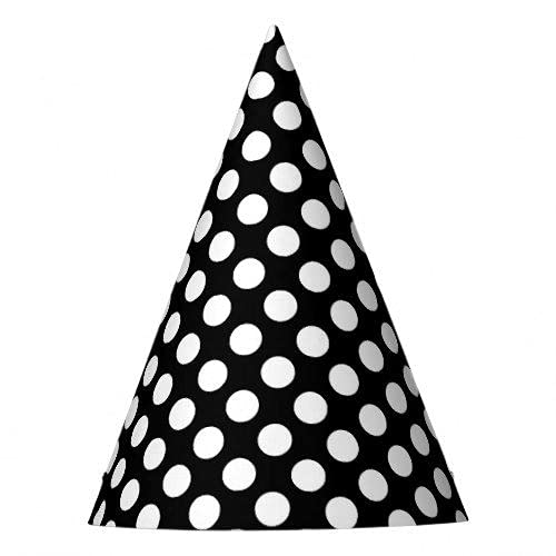Black Polka Dot Happy Birthday Party Hat (Pack of 10)