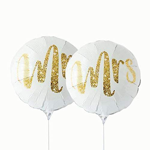 18 Inch White & Gold Mr & Mrs Foil Balloon (Pack of 2)