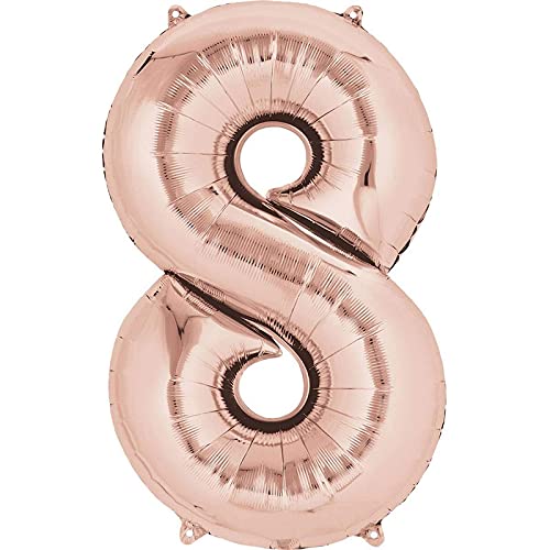 16 Inch Solid 8 Number Rose Foil Balloon
