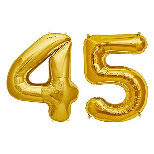 32 Inch Solid 45 Number Gold Foil Balloon