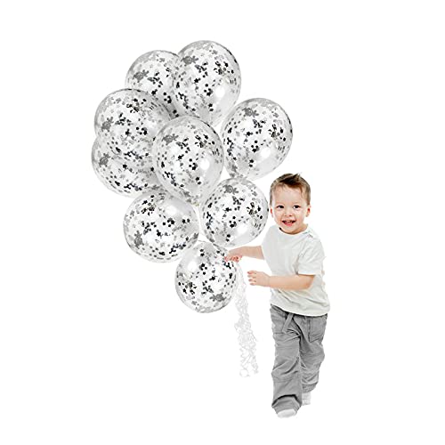 Silver Confetti Latex Glitter Balloons