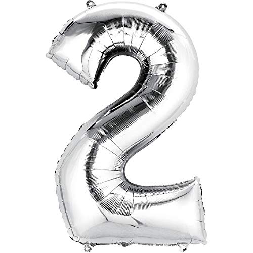 16 Inch Solid 2 Number Silver Foil Balloon