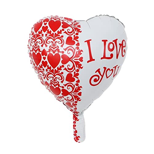 18 Inch White Heart Printed I Love You Foil Balloon