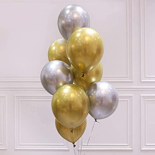 Metallic Shining Latex Balloons Silver & Gold Color(Pack of 50)
