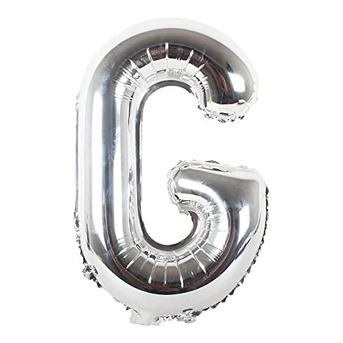 16 Inch Solid G Alphabet / Letters Silver Foil Party Balloon