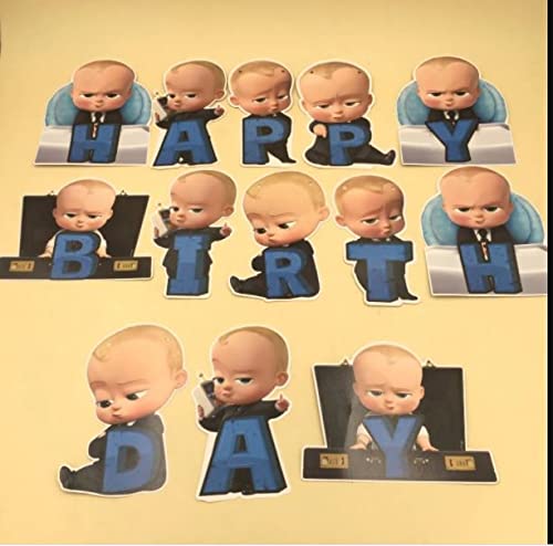 4 Inch X 6 Inch Multicolor Boss Baby Happy Birthday Banner (Pack of 13)