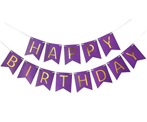 Purple And Gold Happy Birthday Banner (3 Meters)