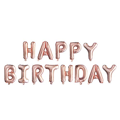 16 Inch Solid Happy Birthday Alphabets Letters Rose Gold Color Foil Balloon