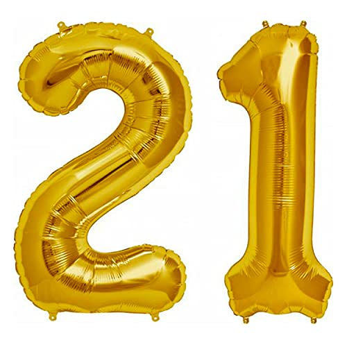 16 Inch Solid 21 Number Gold Foil Balloon