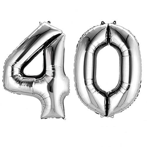 32 Inch Solid 40 Number Silver Foil Balloon
