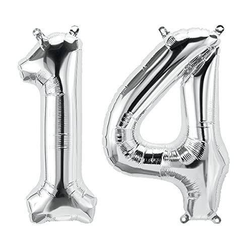 16 Inch Solid 14 Number Silver Foil Balloon