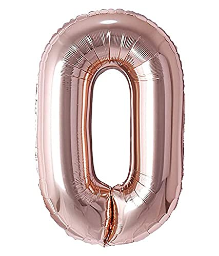 16 Inch Solid 0 Number Rosegold Foil Balloon
