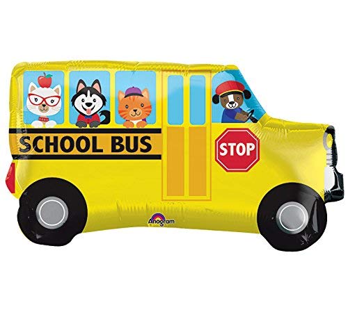 30 Inch Multicolor School Bus Big Shape Super Foil Balloon