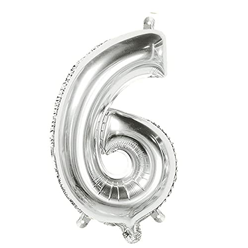 32 Inch Solid 6 Number Silver Foil Balloon