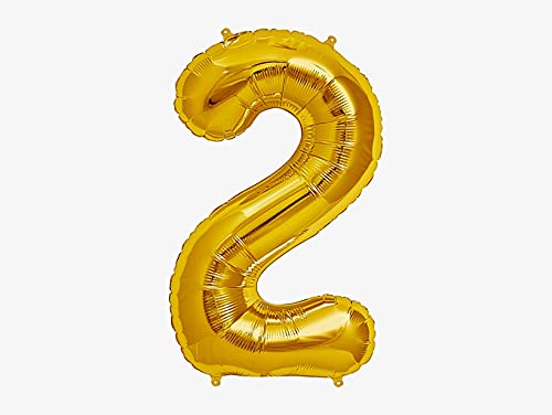 16 Inch Solid 2 Number Gold Foil Balloon