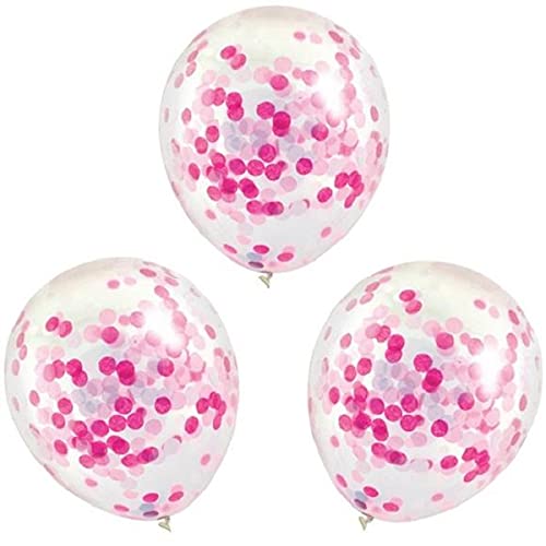 Pink Confetti Latex Glitter Balloons