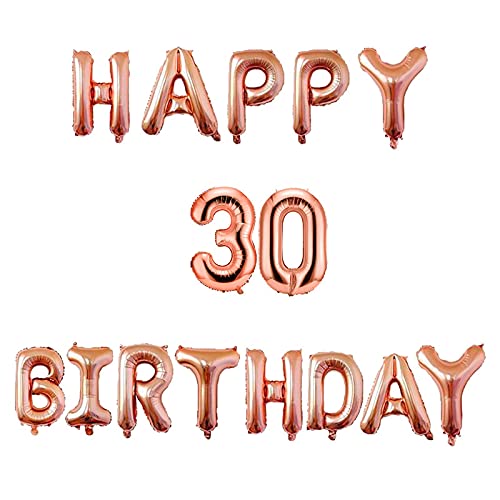 16 Inch 30th Happy Birthday Alphabets & 16 Inch 30 Number Rosegold Foil Balloon