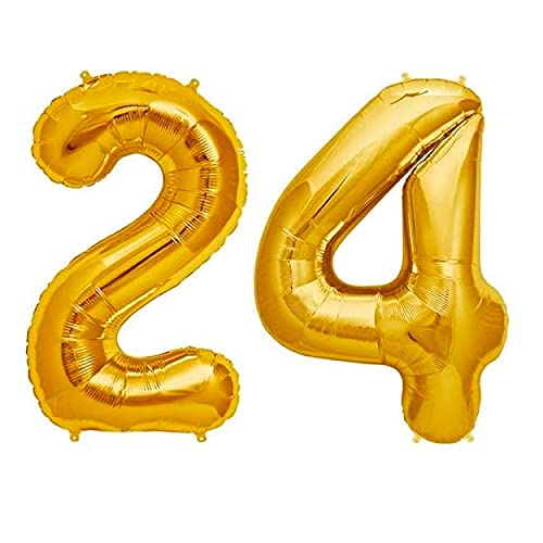 16 Inch Solid 24 Number Gold Foil Balloon